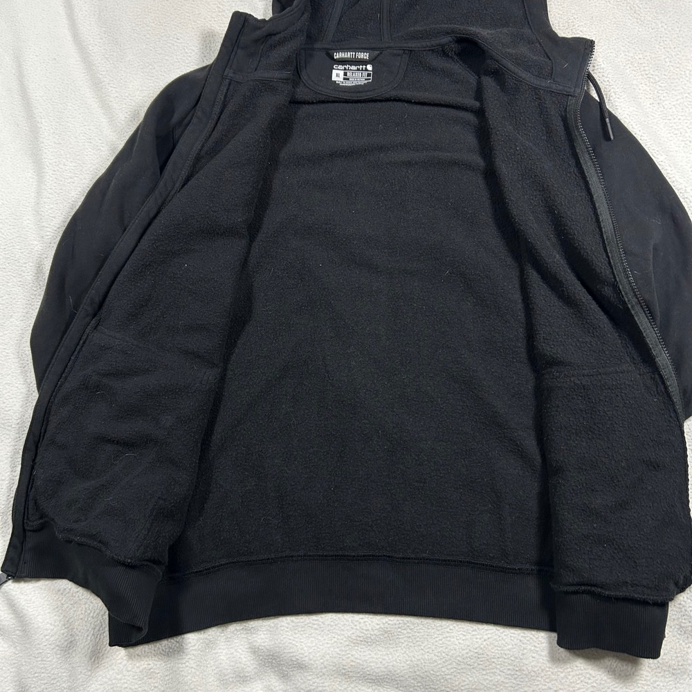 Carhartt Force Full Zip Hoodie Mens XL Black Relaxed Fit TS5655-M Sweatshirt - Picture 4 of 6
